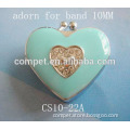 Unique Design 10mm Zinc Alloy Heart Slide Charms with rhinestone smalle heart in Middle